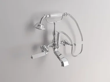DARK WHITE - 2 hole floor standing bathtub tap with hand shower by Park Avenue - view 2